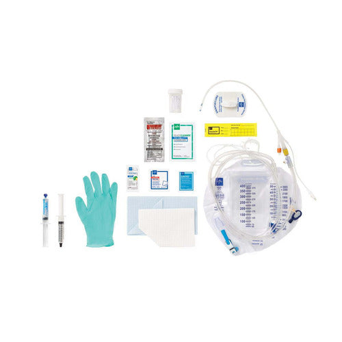 Foley Catheter Tray w/100% Silicone Temperature-Sensing Cath, 16 Fr, 10 mL, 400 mL Urine Meter & 2500 mL Drain Bag, 10/Case