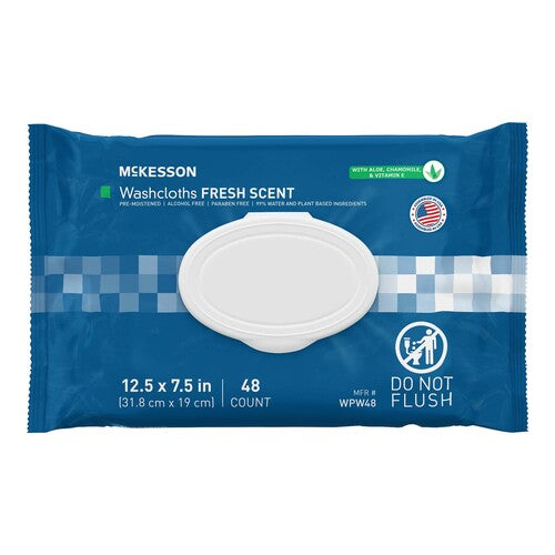 Washcloths Pre Moistened Personal Cleansing Wipes 12.5" x 7.5" 48/Pack