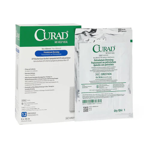 Curad Petrolatum Dressing, Non-Adherent, 3" x 9", 50/Box