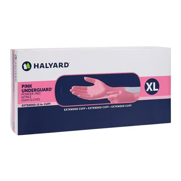 Underguard Nitrile Exam Gloves Powder-Free, Pink X-Large Extended Cuff, 100/Box