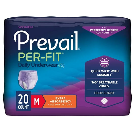 Prevail Women's Disposable Per-Fit Daily Underwear, Medium 34" -46", 20/Bag