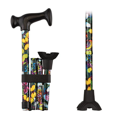 Mini Quad Tip Folding Cane Butterfly, Each