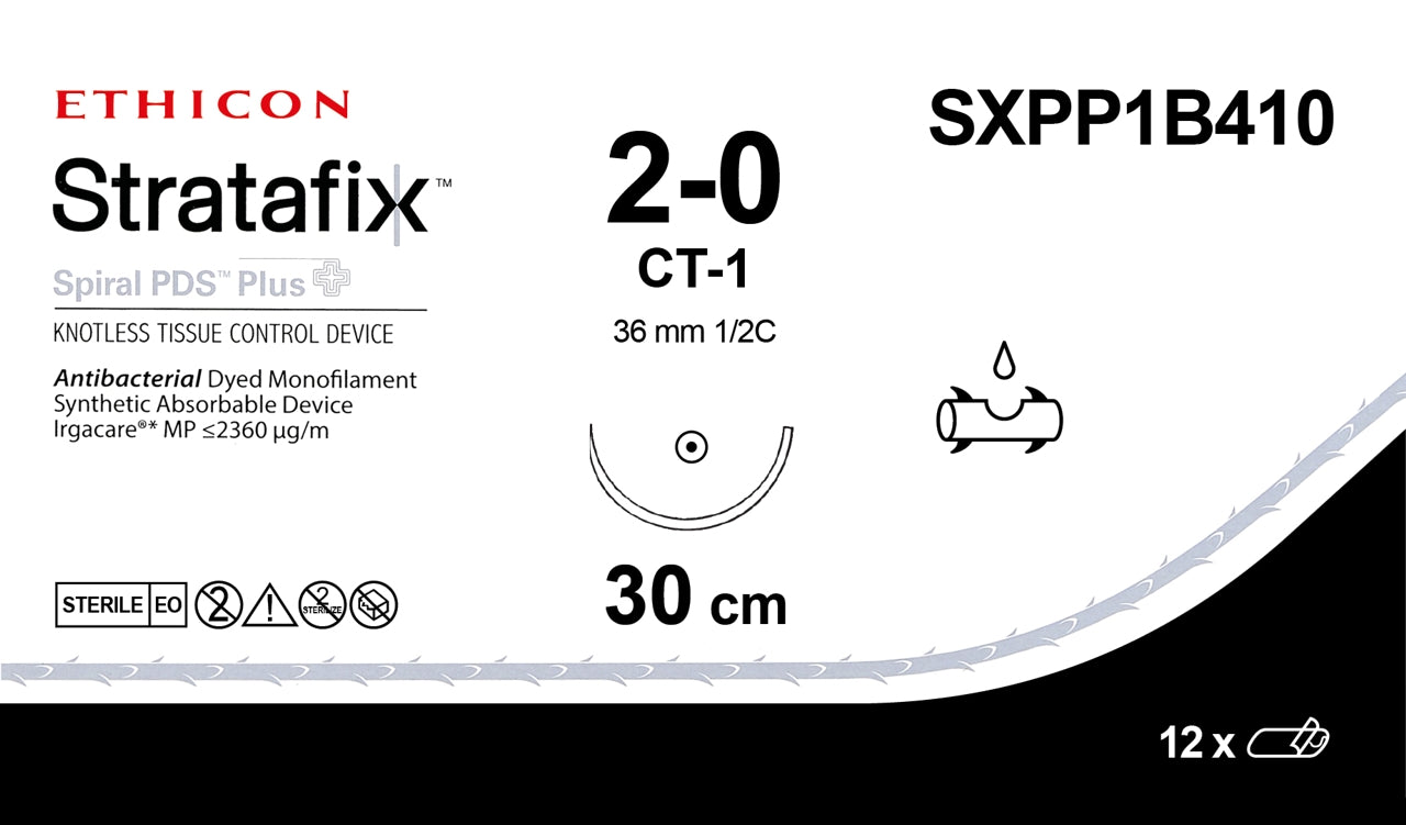 0 Stratafix Spiral PDS Plus Knotless Tissue Control Device, 9" CT-1 Taper, Expired/Discounted, 12/Box