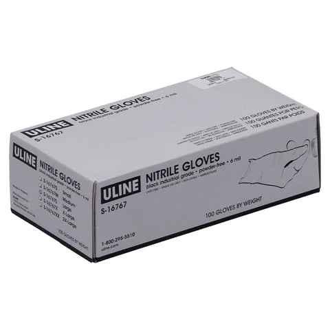Uline Industrial Nitrile  Gloves Powder-Free Large  6 Mil 100/Box