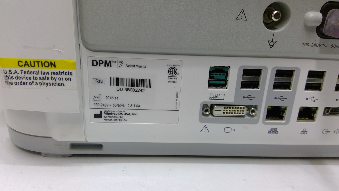 Mindray DPM7 Patient Monitor w/ MPM Insert - 1717276