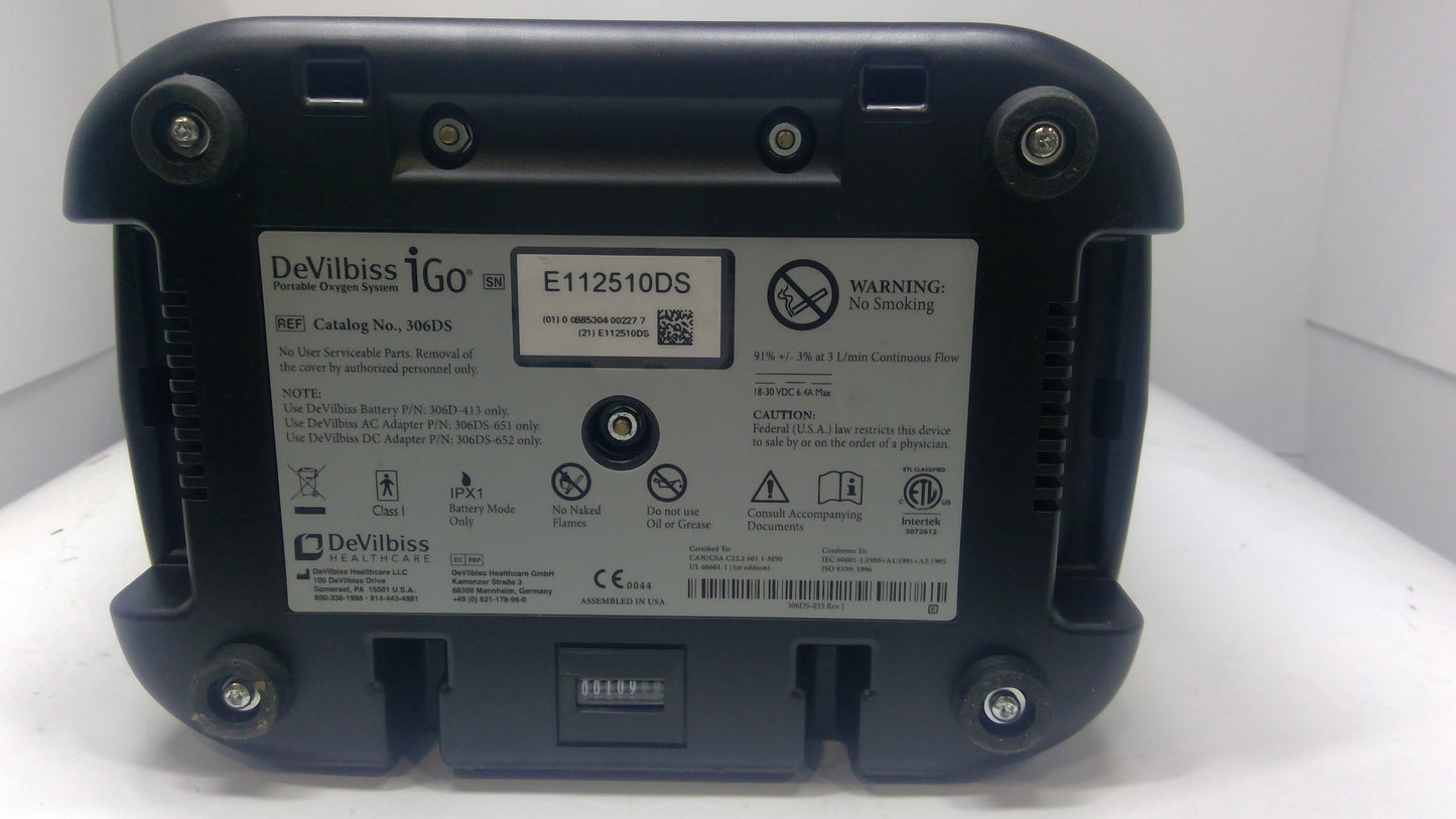 DeVilbiss iGo Portable Oxygen System w/ Rolling Case