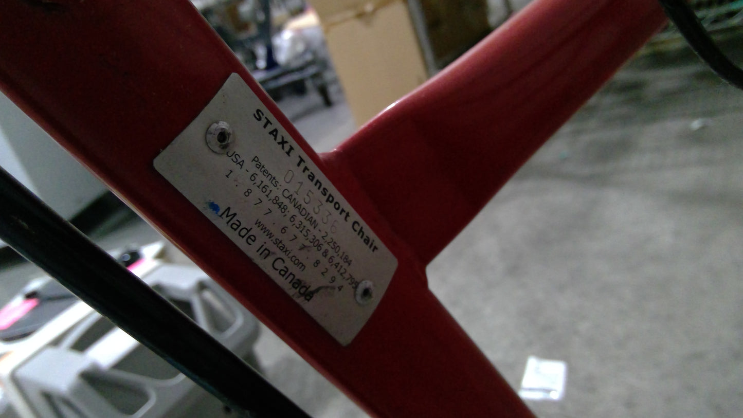 STAXI Transport Chair, Red, Used, 1/ea