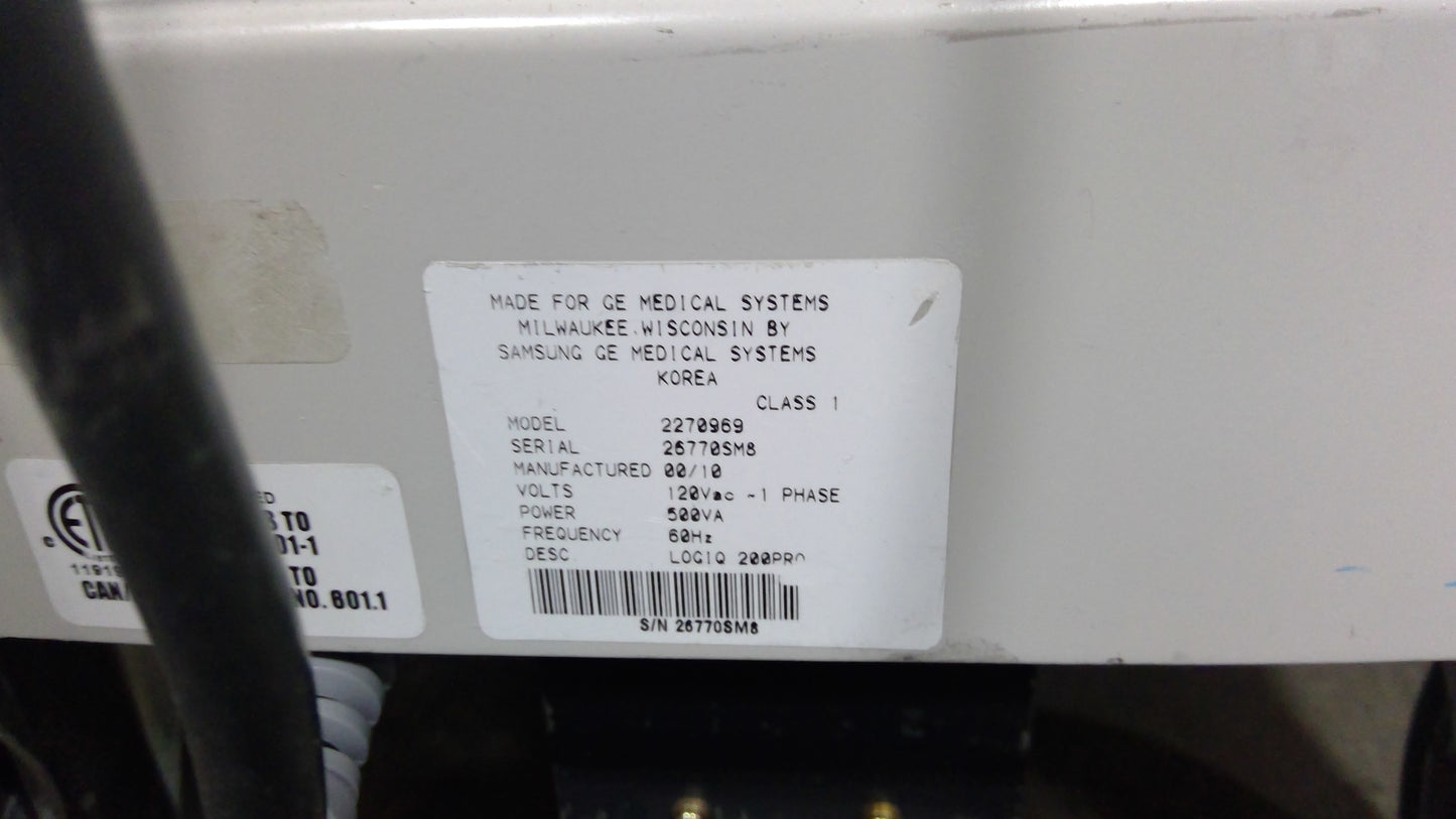 LOGIQ 200 Pro Series Ultrasound with Probe, Used