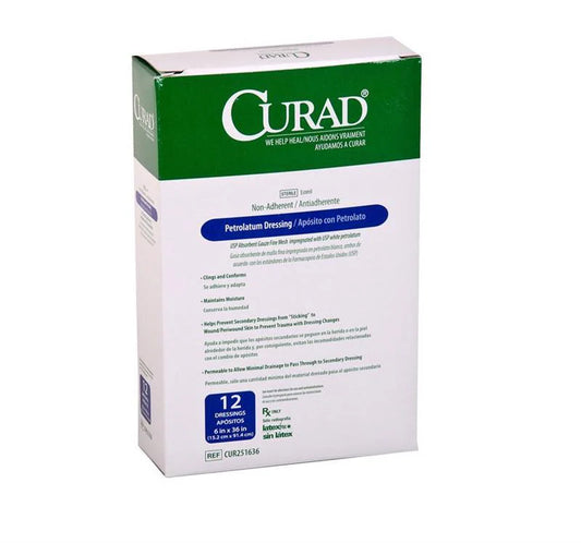 Curad Petrolatum Dressing, Non- Adherent, 6"x36", 12/Box