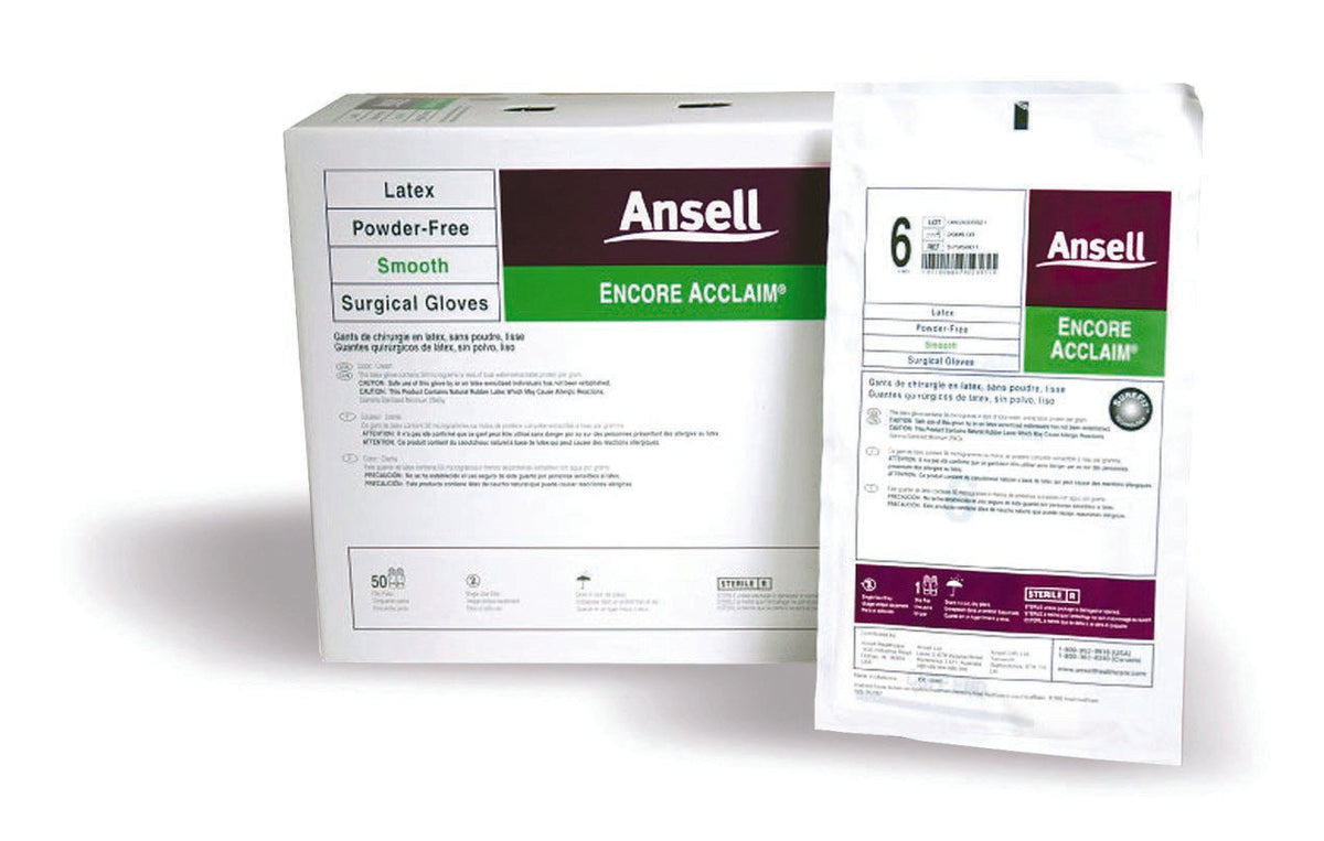 Encore Acclaim Gloves Size 8.0, Powder-Free, Latex, Pair 50/Box