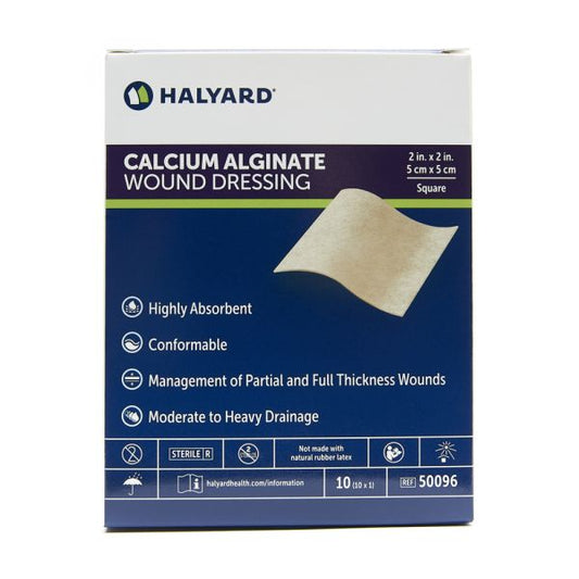 Calcium Alginate Wound Dressing 2" x 2", Sterile, 10/Box