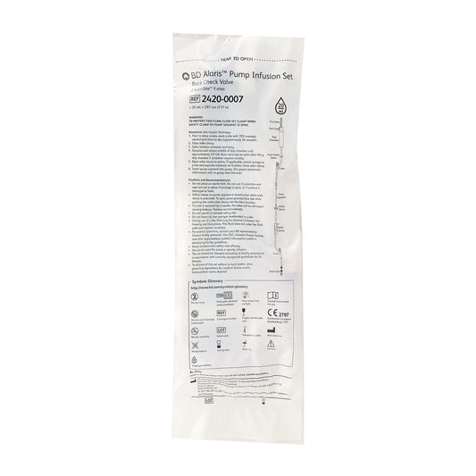 Alaris Pump Infusion Set, Back Check Valve, 2 SmartSite Y-Sites, 117", 20 Drop/mL, Sterile, 20/Box