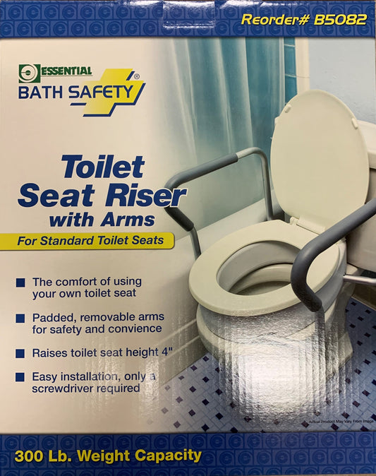 Toilet Seat Riser With Arms 4", Standard, 1/Box