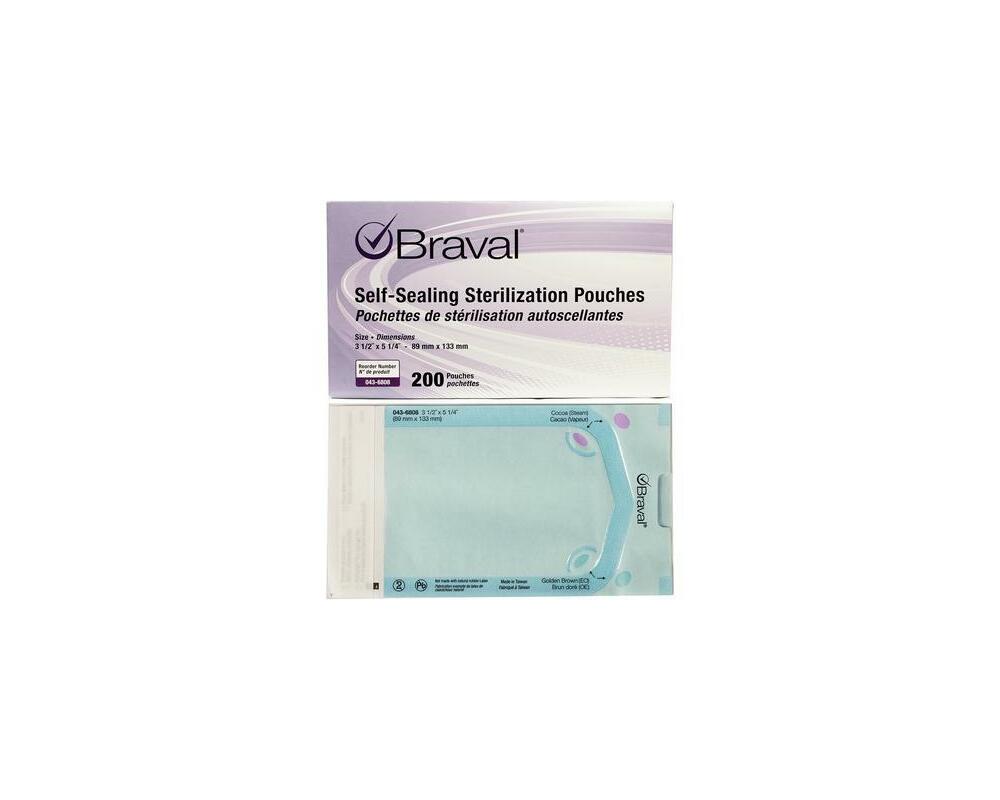 Self-Sealing Sterilization Pouches, 3.5" x 5.25", 200/Box