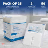 Excilon Drain Sponges 4" x 4", 6-Ply Sterile 50/Box