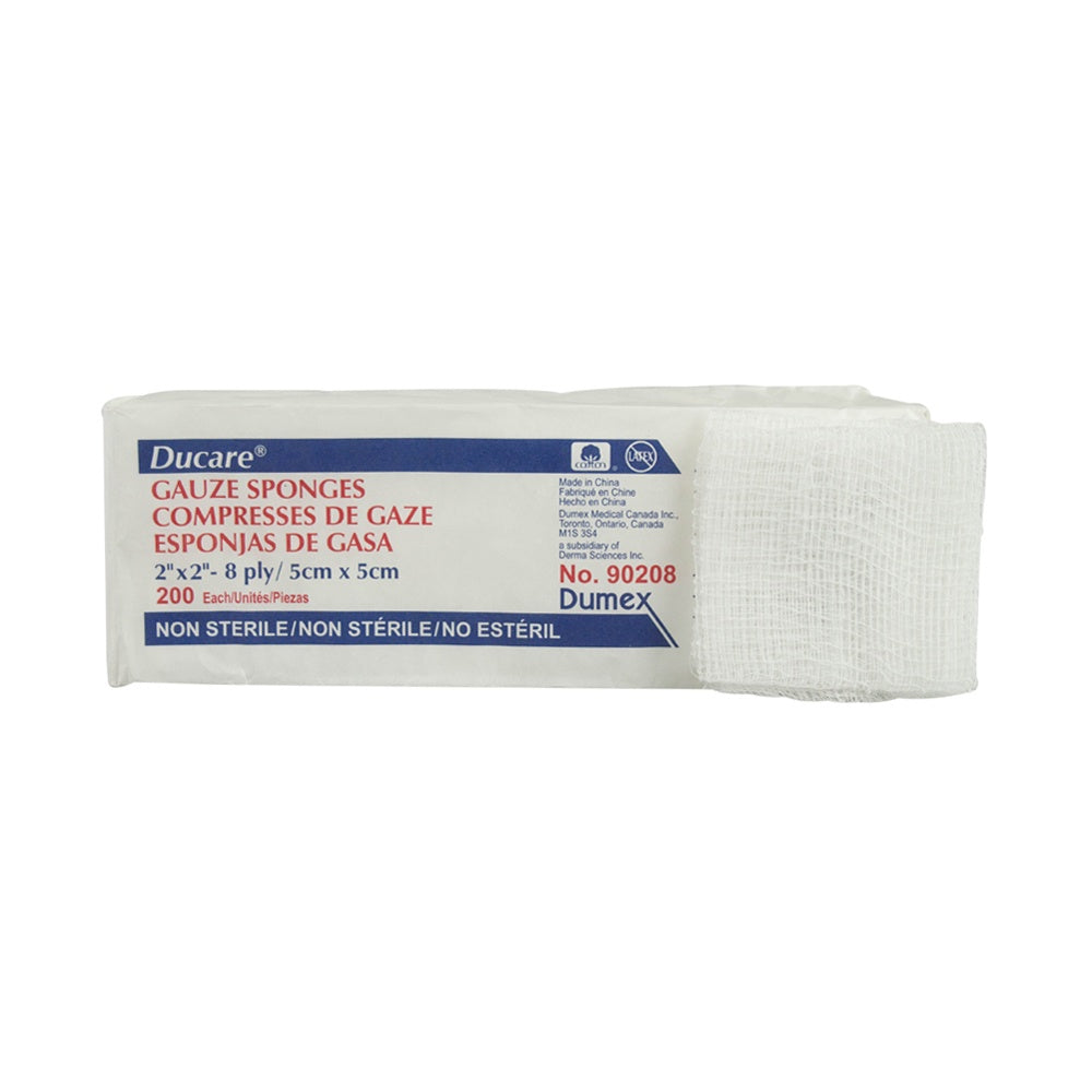 Ducare Gauze Sponges 2" x 2", 12-Ply, 200/Sleeve 40 Sleeves/Case