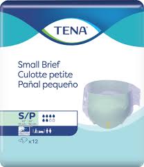 Tena Incontinence Briefs 22" to 36" Small,12/Pack