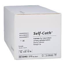 Self-Cath, Intermittent Urinary Catheterization, Straight Tip, 12Fr 4.8", Sterile, 30/Box