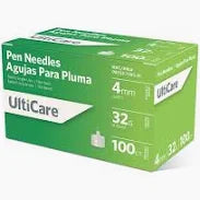 UltiCare Pen Needles, 4mm 32G, Sterile, 100/Box 12 Boxes/Case