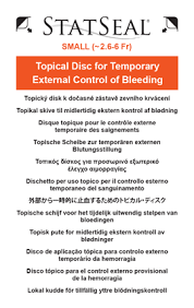 StatSeal Topical Disc for Temporary External Control of Bleeding, Small 2.6-6Fr, 6/Box