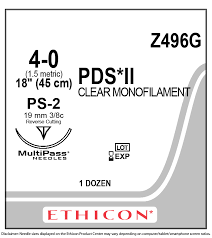 4-0 PDS II Clear Monofilament, 18" PS-2 Reverse Cutting, Expired/Discounted, 12/Box