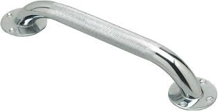 Shower/Bath Knurled Grab Bar, 12" Wall Mount, Chrome, 1/Box