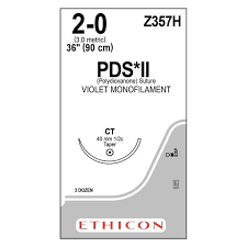 2-0 PDS II Violet Monofilament Suture, 36" CT Taper, Expired/Discounted, 36/Box