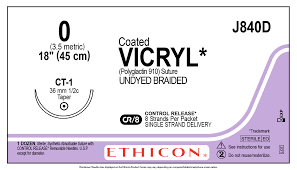 0 Coated Vicryl Undyed Braided Suture, 18" CT-1 Taper, Expired/Discounted, 12/Box