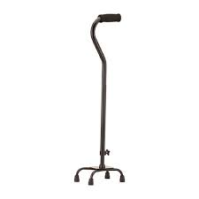 Quad Cane, Small Base, Adjustable, Black, New, 1/Ea