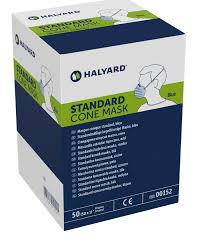 Standard Cone Mask w/Tecnol Technology, Latex-Free, Blue, 50/Box 6 Boxes/Case