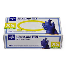 SensiCare Silk Nitrile Exam Gloves w/SmartGuard P.F. X-Small 250/Box