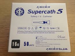 Supercath 5 Safety IV Catheter Radiopaque 16G x 1.25", Sterile, 50/Box