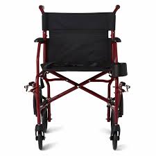 Ultralight Transport Chair, 19" Seat, 300lbs Red, 1/Each