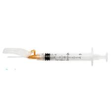 Fluringe Fliplock Safety Syringe 3mL, 25G x 1", Sterile, 300/Box