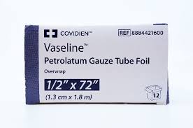 Vaseline Petrolatum Gauze Tube Foil Overwrap, 1/2" x 72", Sterile, 12/Box