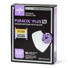 Puracol Plus Ag Wound Dressing w/Silver, 2" x 2.2", Sterile, 10/Box