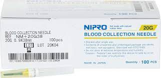 Nipro Blood Collection Needle 20G, 100/Box