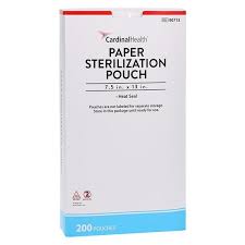 Paper Sterilization Pouch, Heat Seal, 7.5" x 13", 200 Pouches/Box