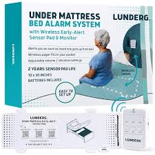Lunderg Under Mattress Bed Alarm System w/Chair Alarm Pad Wireless Early-Alert Bed Pad & Monitor , 1/Box