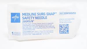 Sure-Snap Safety Needle 25G x 5/8", Sterile, 100/Box