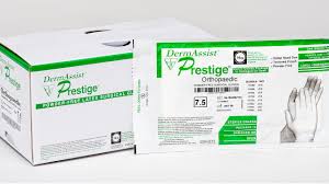 Surgical Gloves, DermAssist Prestige Orthopaedic Latex, Powder-Free, Size 7.5, 25 Pairs/Box 4 Boxes/Case