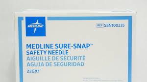 Sure-Snap Safety Needle, 23G x 1", Sterile, 100/Box