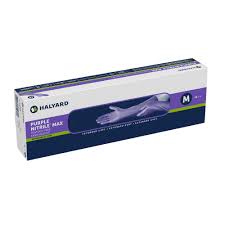 Purple Nitrile Max Exam Gloves Powder Free, Extended Cuff, Medium, 50/Box