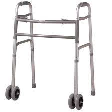 Bariatric Two Button Folding Walker With Wheels, New, 1/Box