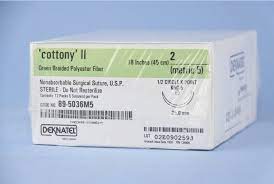 2 Cottony II Green Braided Suture, 5 x 24", K-61, 12/Box