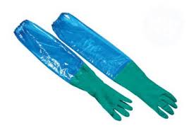 Green Sleeve Gloves, 15 Mil Nitrile w/Blue VR Sleeves, Small, 100/Case