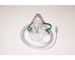 Oxygen Mask Adult, Vinyl, Under-The- Chin Style, Medium Concentration, 7' Tubing, 50/Box