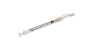 SafetyGlide Injection Needle w/Luer Slip Syringe, 1mL 25G x 5/8", Sterile, 50/Box