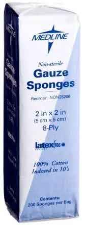 Gauze Sponges Non-Woven 2" x 2"  4Ply  200/Pack
