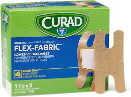Knuckle Flex-Fabric Adhesive Bandages, 4-Sided Seal, 1 1/2" x 3", Sterile, 100/Box
